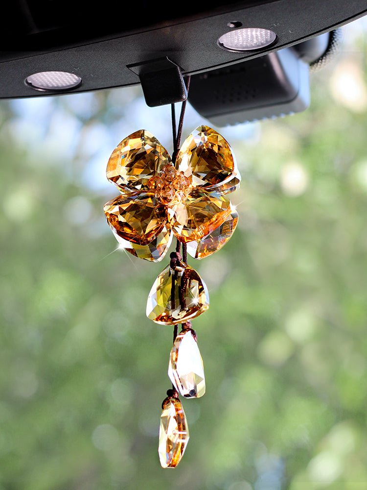 Pendentif d'intérieur en cristal trèfle à quatre feuilles
