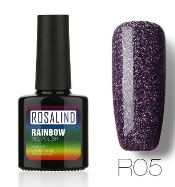Sans clous, longue tenue, non toxique, vernis à ongles, colle de photothérapie ROSALIND, système arc-en-ciel étoilé.