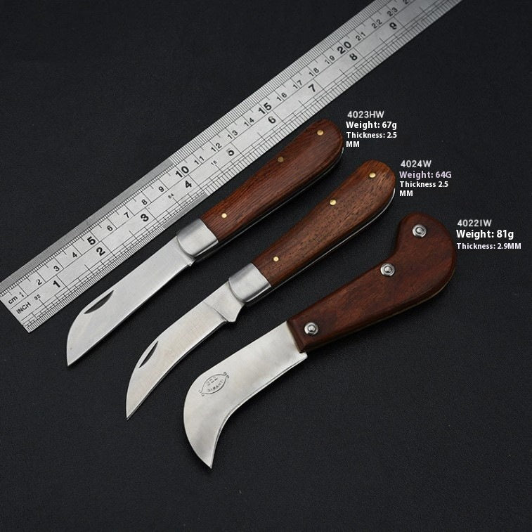 Couteau à Champignons Facile à Transporter Manche en Bois Pliant Petite Machette Multifonctionnelle