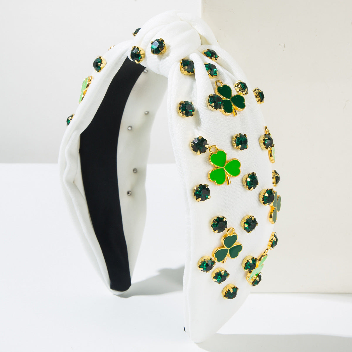 Accessoires pour Cheveux Bandeau Trèfle Vert Strass Décoration Femme