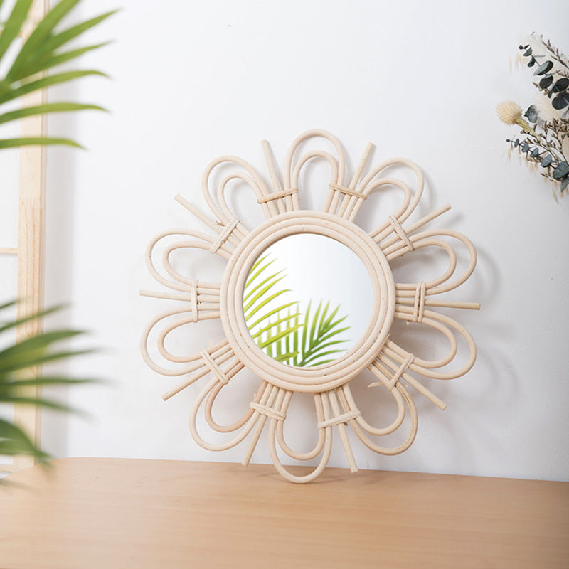 Wicker Creative Decorative Wall Makeup Mirror