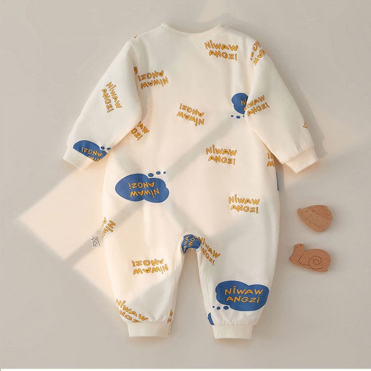 Quilted Baby Jumpsuit Long Sleeve Romper Going Out Clothes For Babies