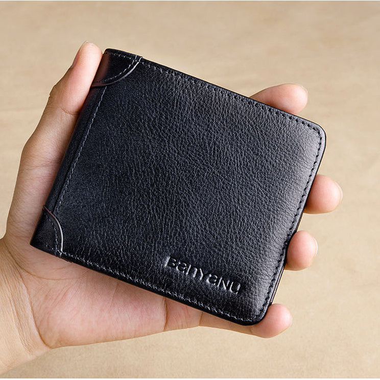 Portefeuille horizontal en cuir grande capacité pour homme