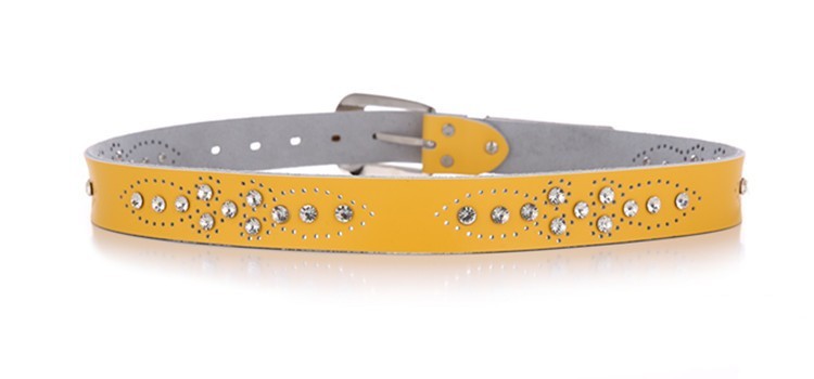 Ceinture en cuir incrustée de strass pour femme