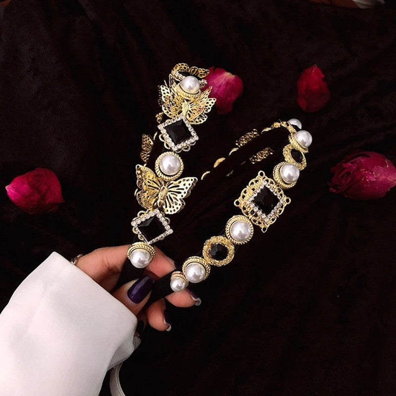 Baroque Vintage Palace Rhinestone Pearl Hair Accessories Metal Wild Out