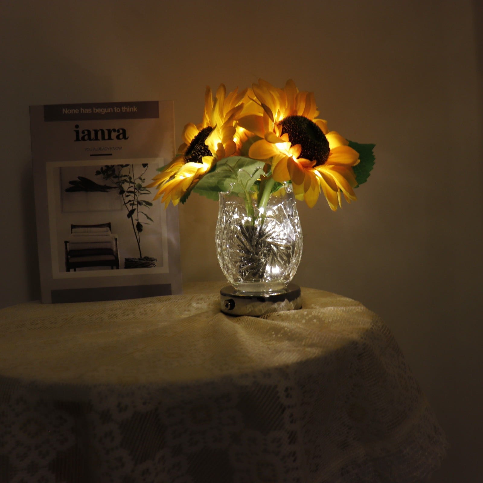 Sunflower Glass Vase Bedroom Bedside Lamp