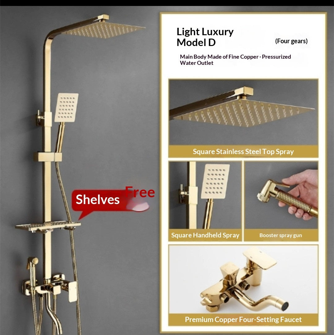 Wall-mounted Hot And Cold Shower Column With Rain Shower Head Set