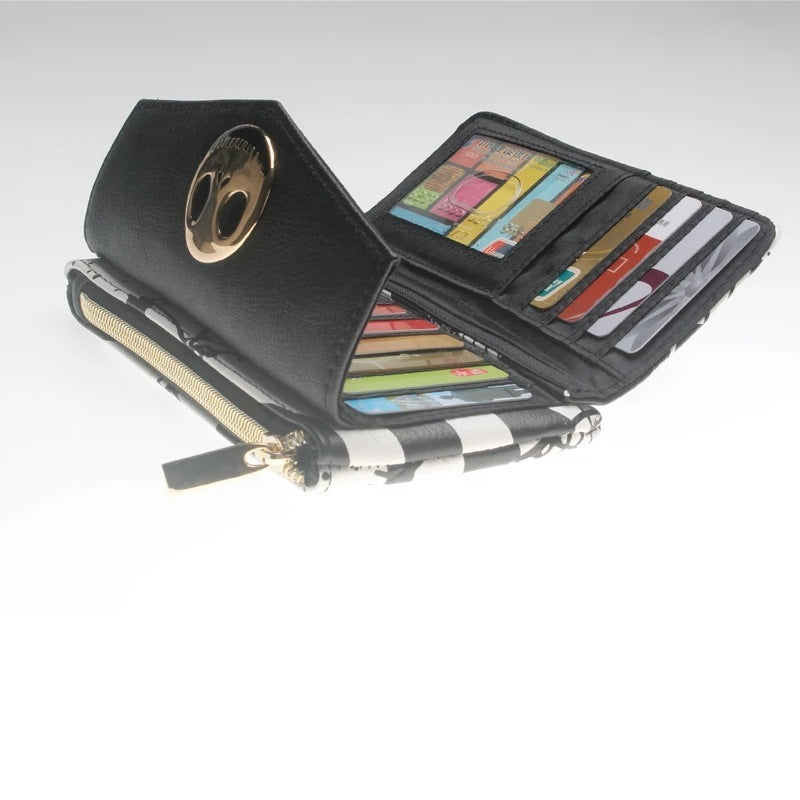 Portefeuille de dessin animé Crâne Long portefeuille à boucle en cuir PU Pochette tendance