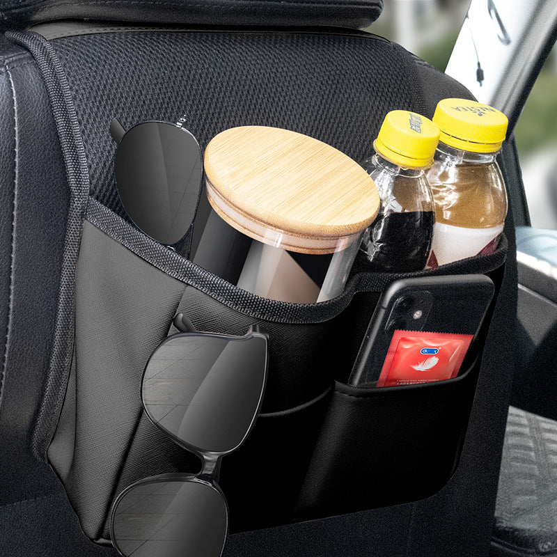 Sac de rangement pour siège arrière de voiture en cuir multifonctionnel