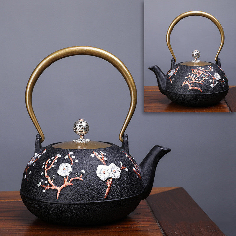 Théière bouillie faite à la main, créative, littéraire et artistique, théière en fer heureux