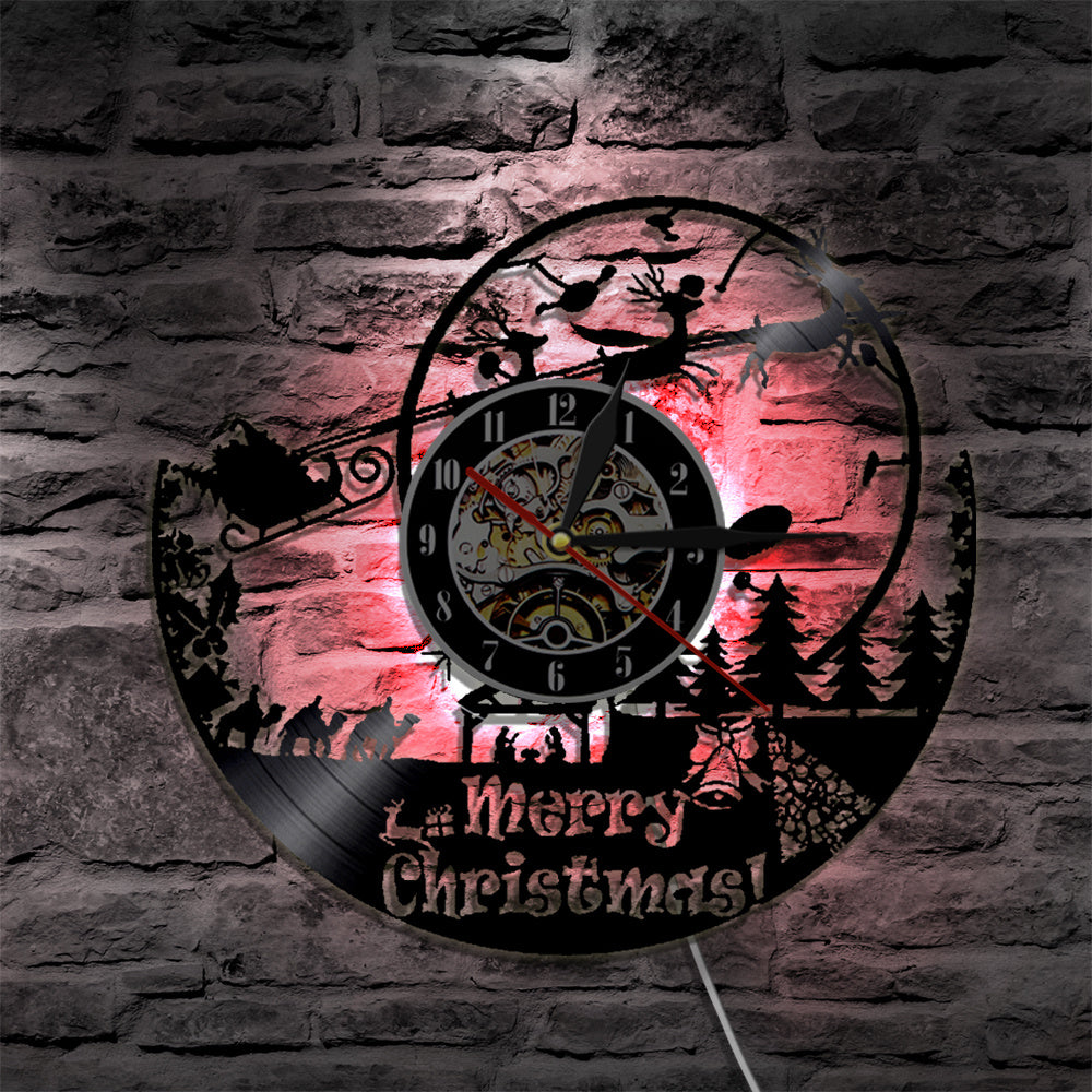 Vinyl Record Wall Clock LED Christmas Old Man