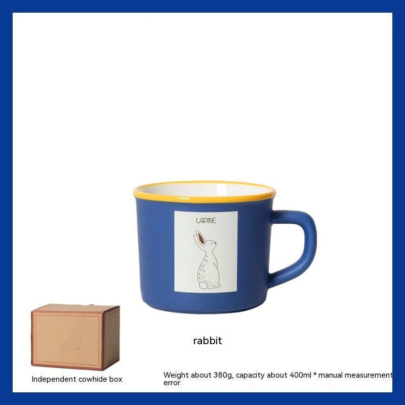 Tasse en Céramique Bleu Klein à Motifs d'Animaux Grande Capacité Créative Tasse à Boire Esthétique Tasse à Café Petit Déjeuner
