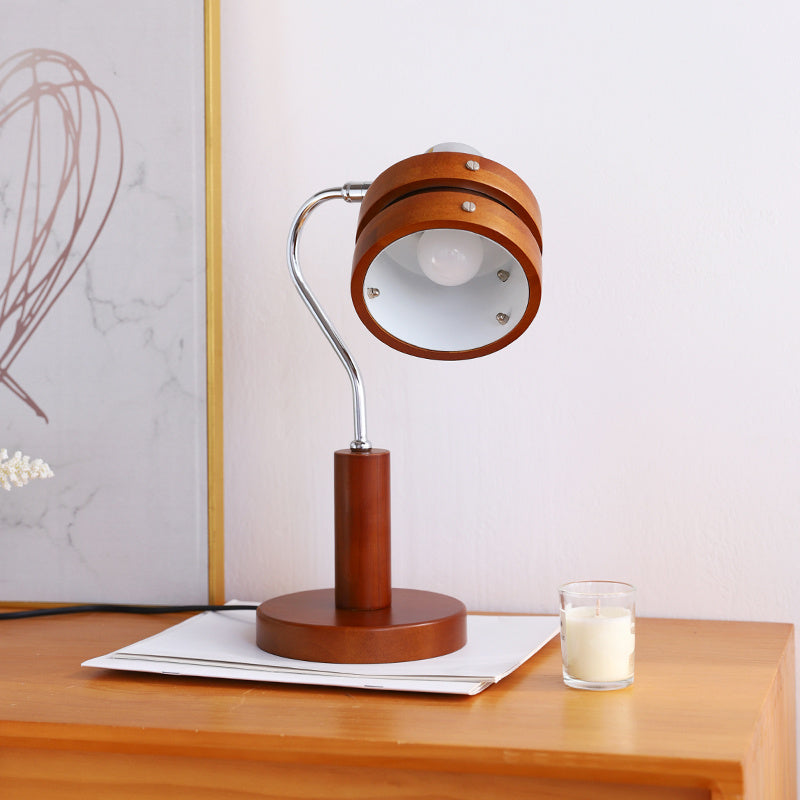 Lampe de table rétro couleur noyer français mi-antique ambiance haut de gamme pour salon