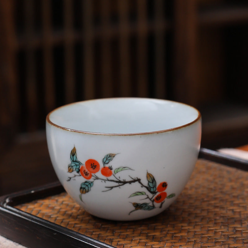 Ceramic Personal Tea Cup Gracked Glaze Supportable Tea Cup