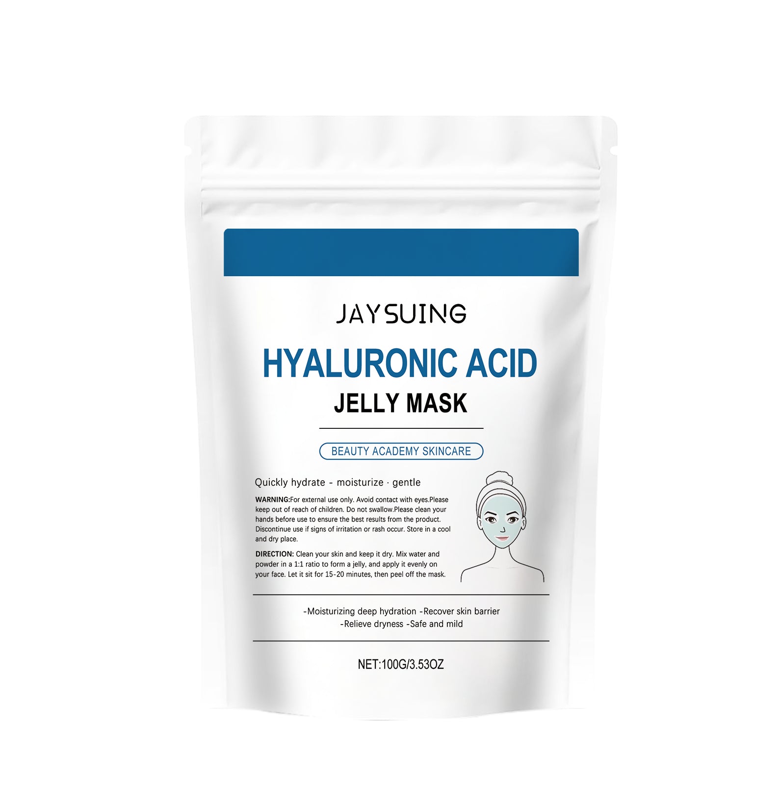 Masque facial hydratant à l'acide hyaluronique