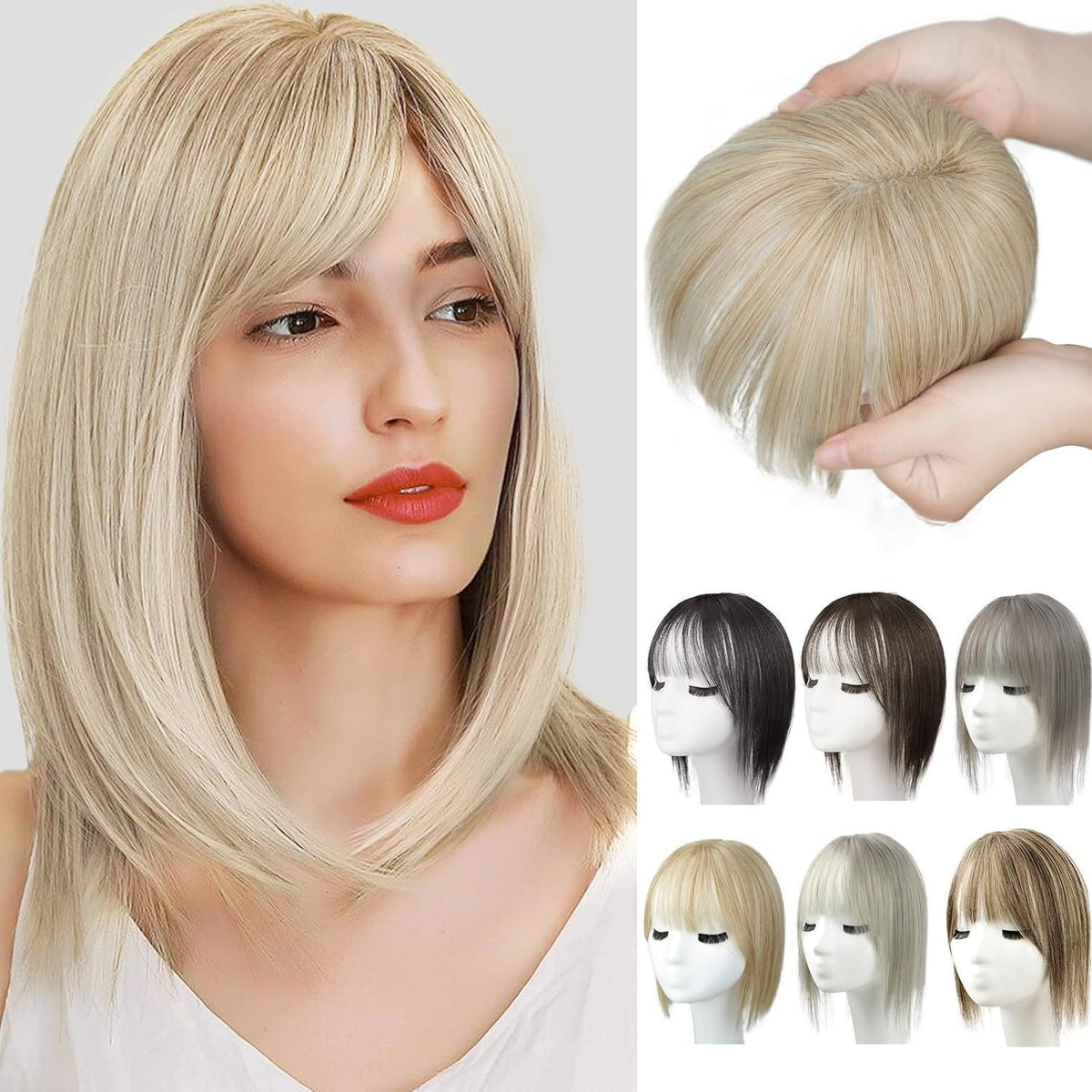 Perruque naturelle légère respirante pour femme Couvre les cheveux gris invisibles