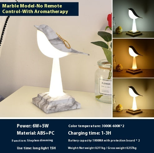 Bedroom Bedside Bird Square Night Light Charging Touch Atmosphere Table Lamp