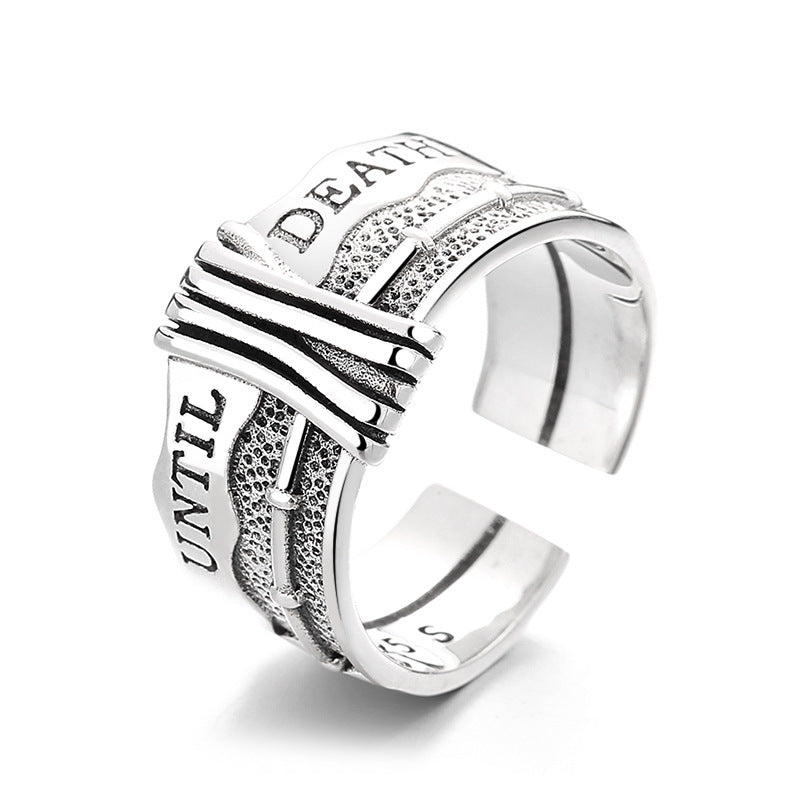 Bague Rétro Vieillie en Argent Sterling S925