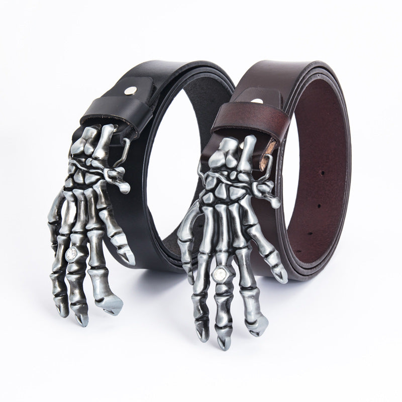 Men's Leather Belt Skull Big Head Claw Outdoor Rider