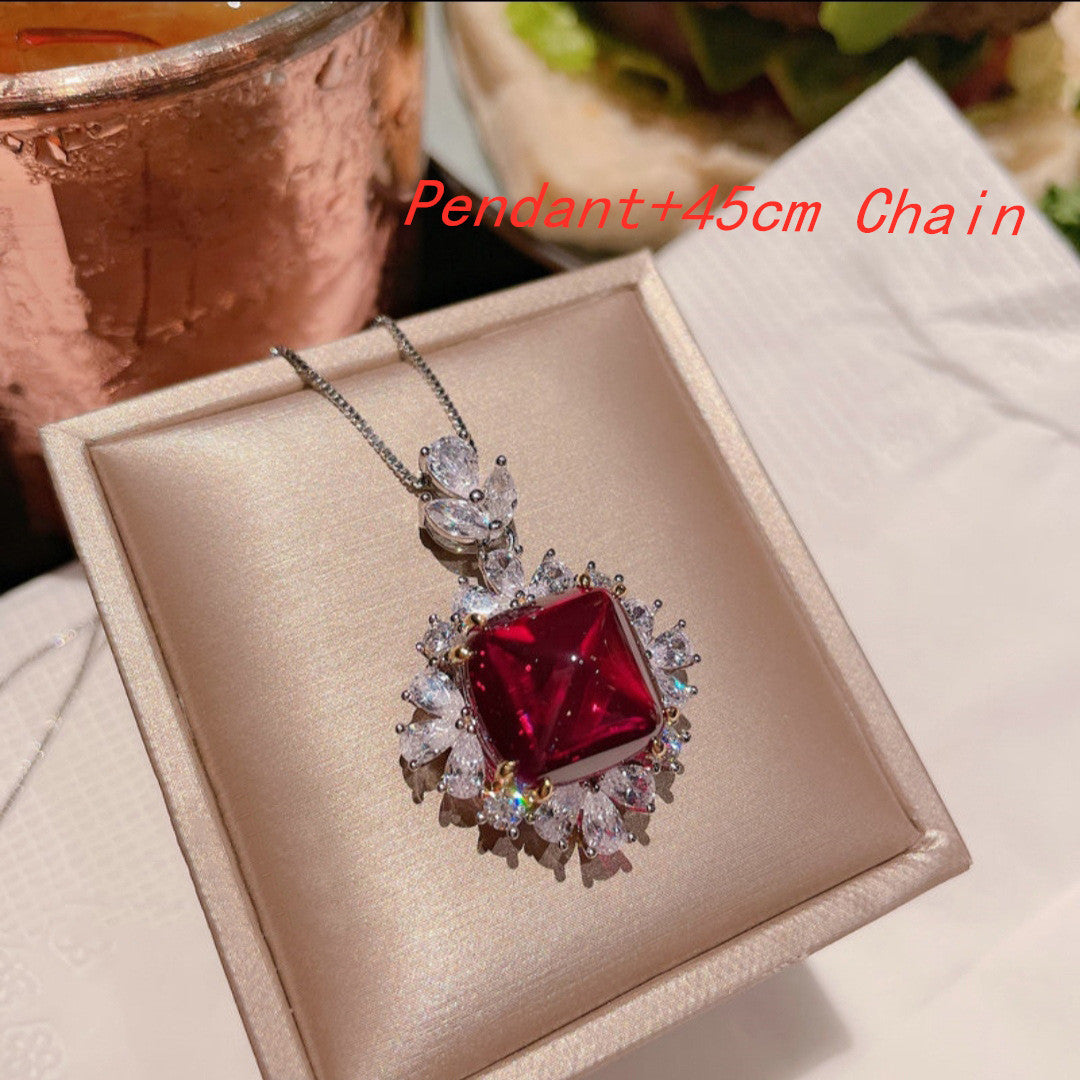 Full Diamond Pendant Stud Earrings Set