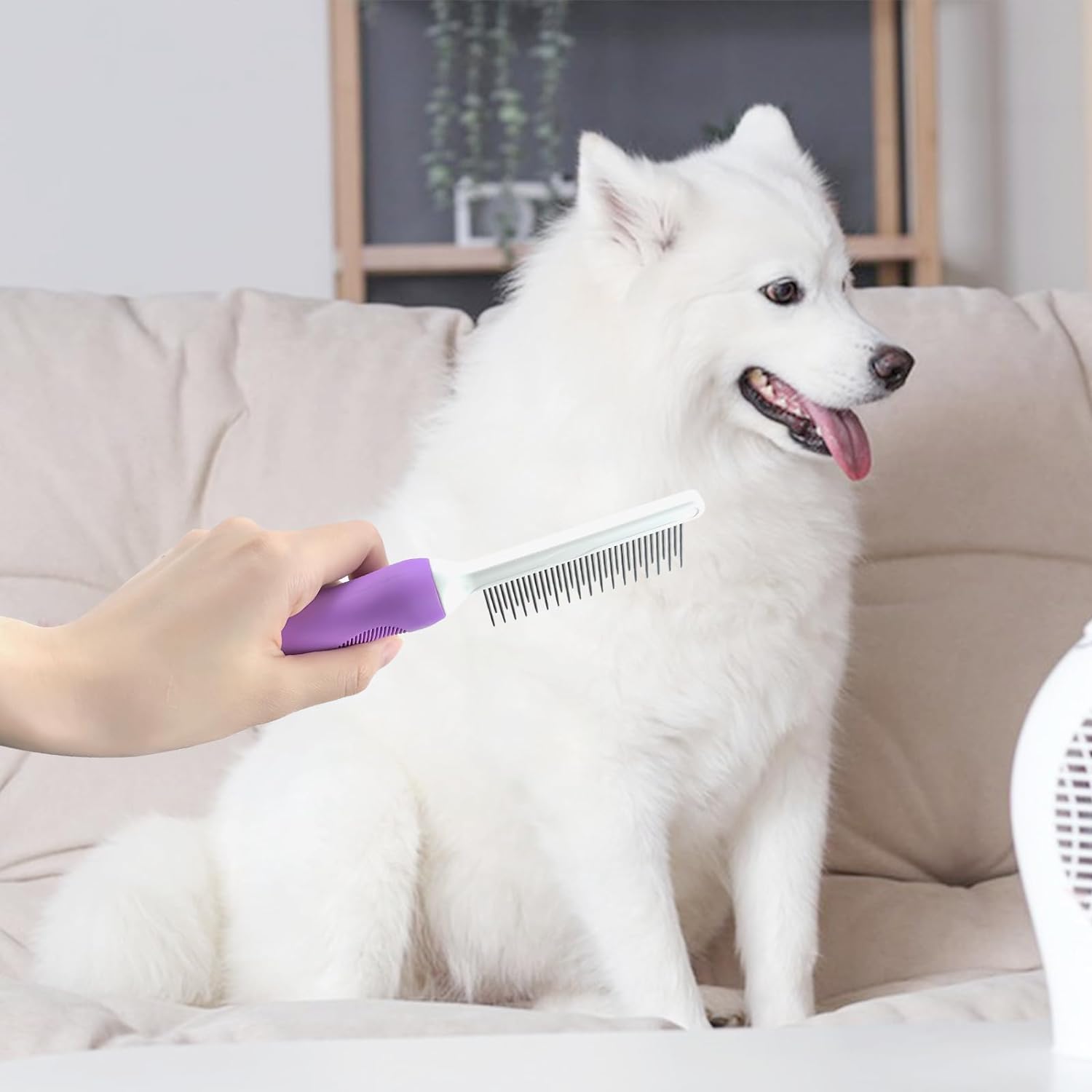 Detangling Pet Comb For Dog Cat Grooming Comb With Long Short Stainless Steel Teeth Safely Remove Knots Tangles For Healthy Shiny Coat Gentle Effective Detangling Tool For Pet Hair