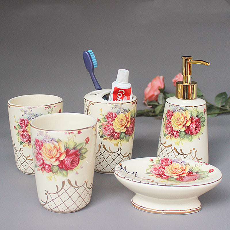 European Style Ceramic Toiletry Set With Tray