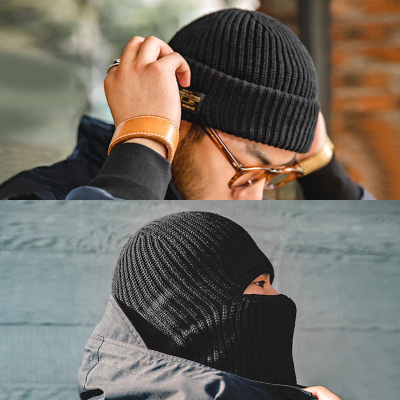Bonnet chaud en tricot vintage style peau de melon