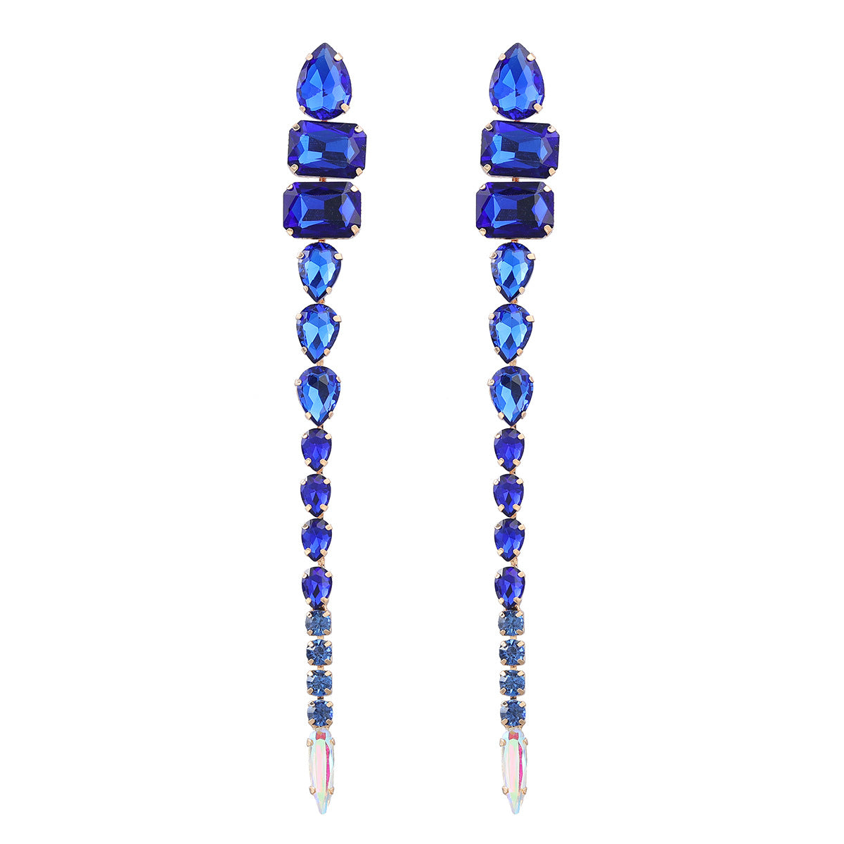 Boucles d'oreilles exagérées en forme de diamant de verre, de style européen et américain