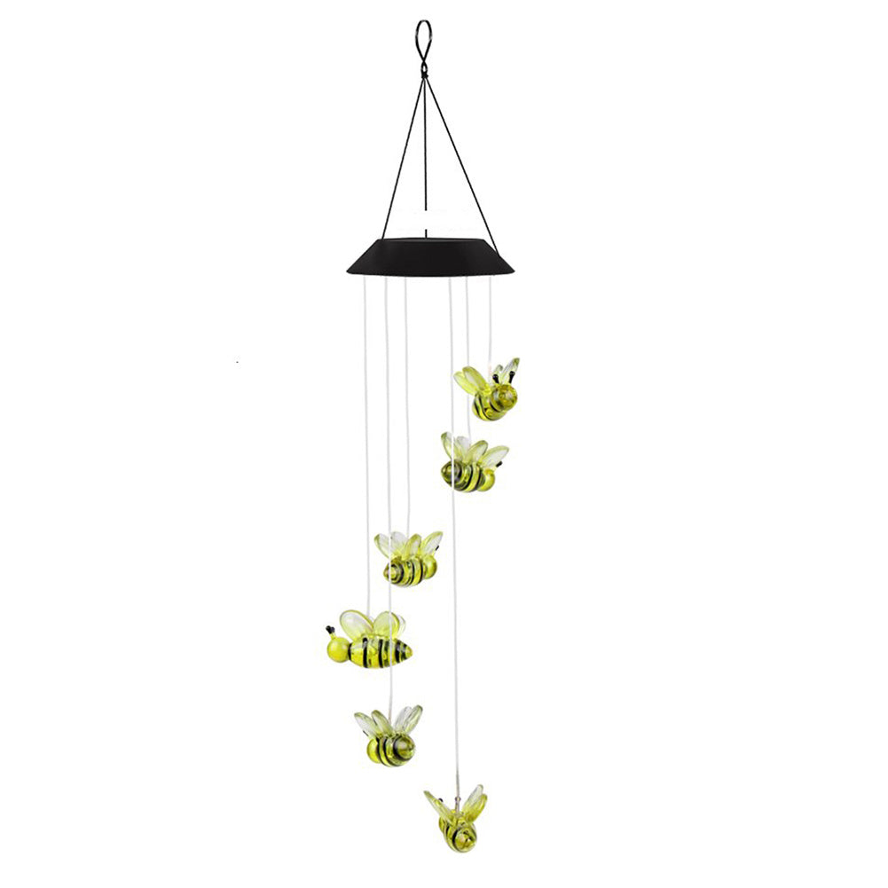Solar Wind Chime Heart Shaped Dragonfly Decorative Light