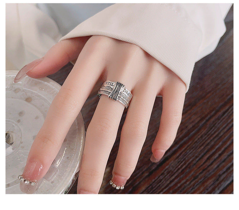 Bague Rétro Vieillie en Argent Sterling S925