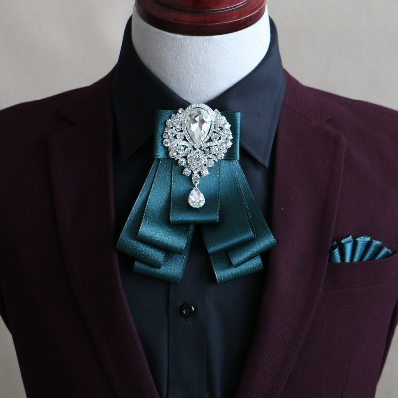 Men's Fashion Simple Diamond Bow Tie Set