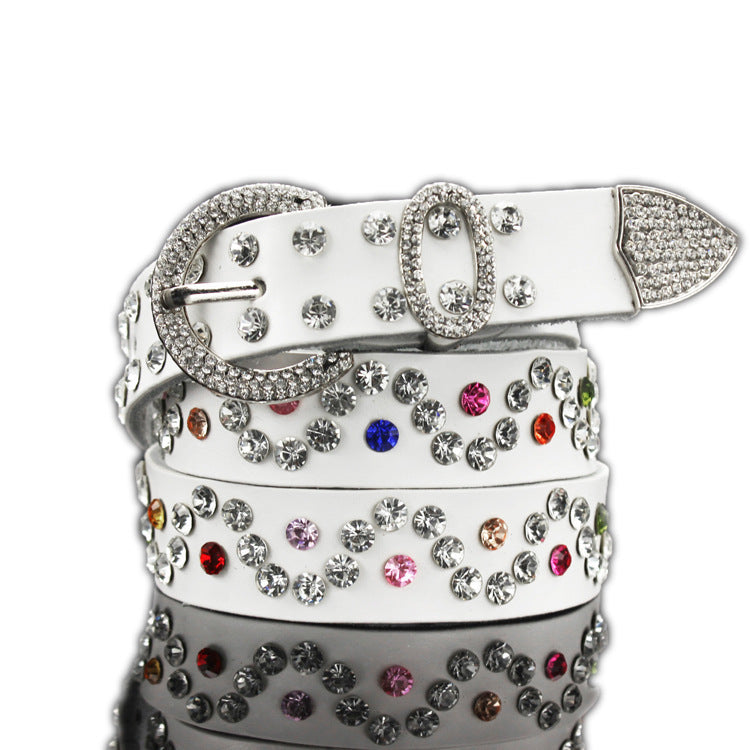 Ceinture en cuir pour femme ornée de strass