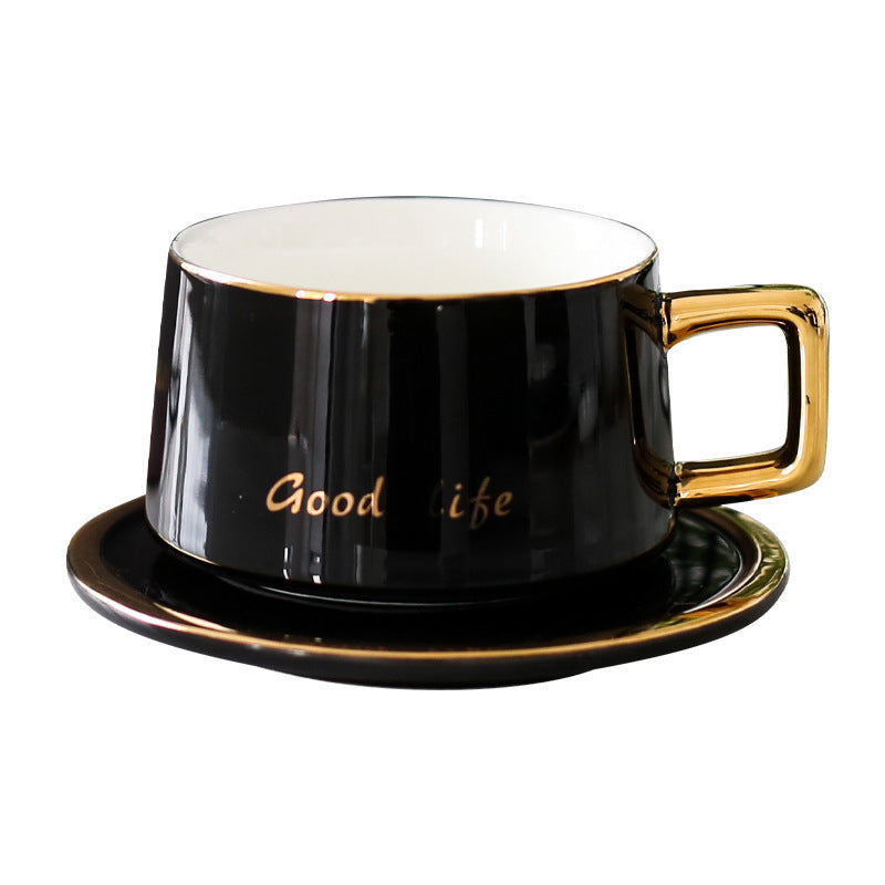 Nordic Ceramic Light Luxury Coffee Cup And Saucer Set With Gold