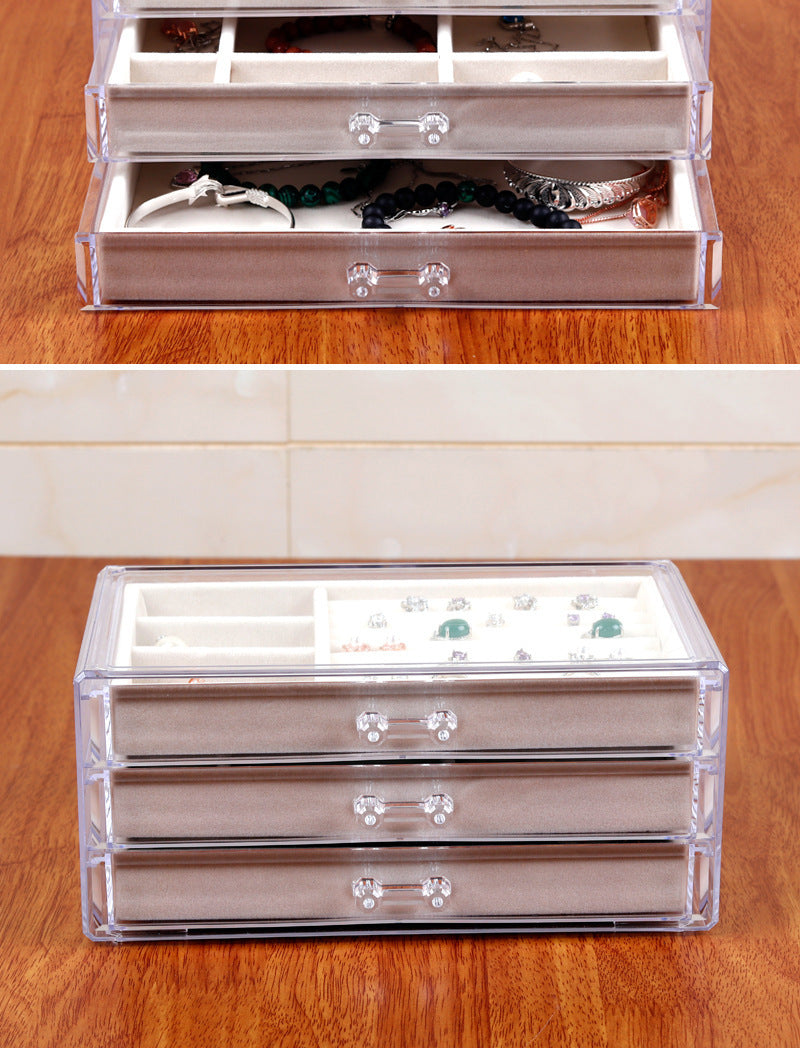 Acrylic Three-layer Drawer Jewelry Storage Display Box