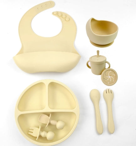 Ensemble de 8 pièces d'alimentation pour bébé en silicone avec ventouse et bol à aliments solides