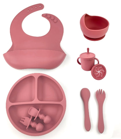 Ensemble de 8 pièces d'alimentation pour bébé en silicone avec ventouse et bol à aliments solides
