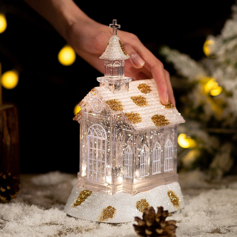 Boîte à musique en cristal pour décorations de Noël, maison et église, ornements