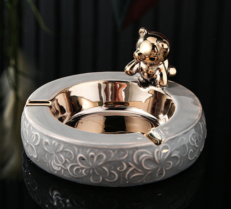 Ceramic Bear Ashtray, Light Luxury, Modern Creative Personality, KTV Hotel Office