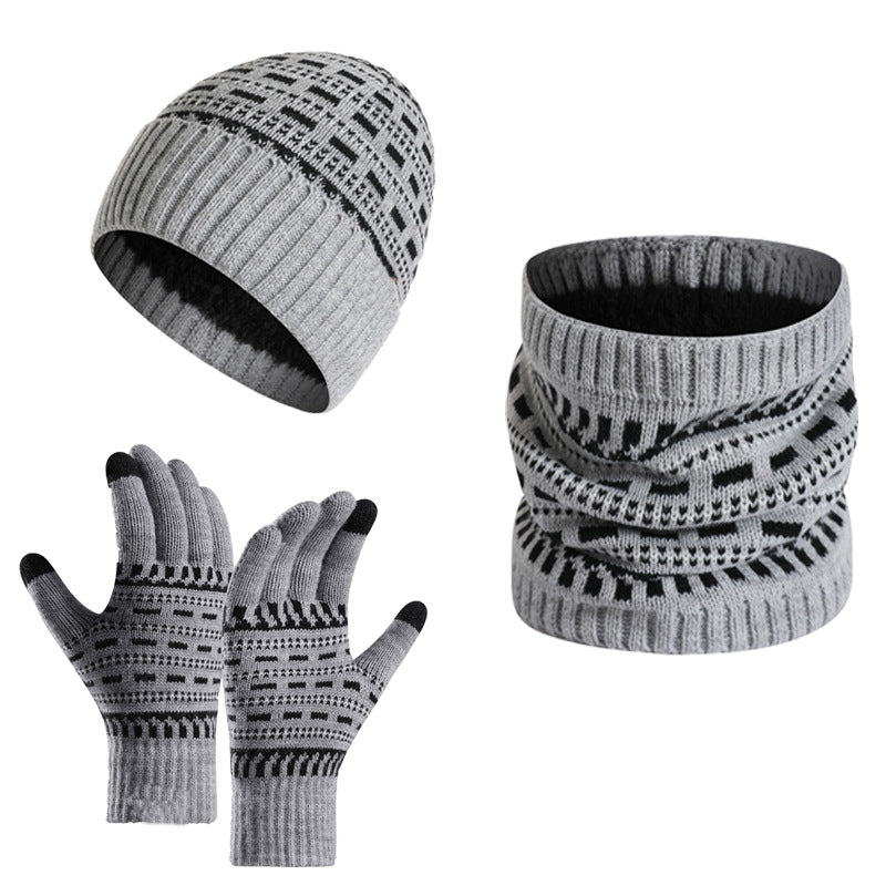 Men's Casual Warm Knitted Hat Set