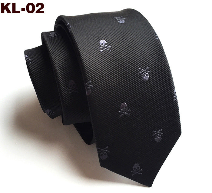 New 6cm Narrow Version Skull Head Halloween Tie