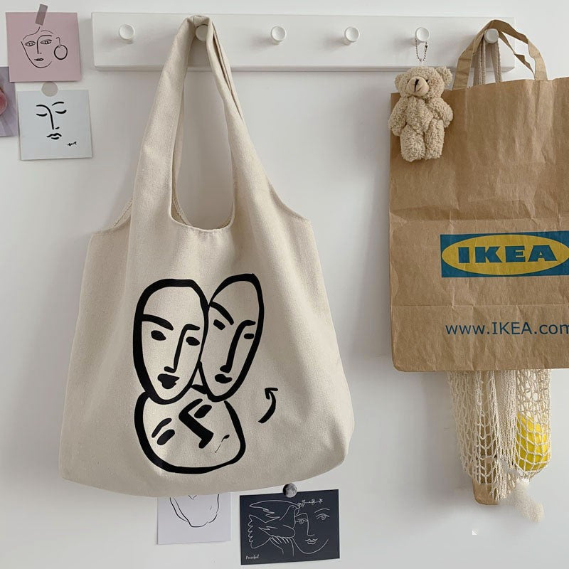 Sac à bandoulière, cartable grande capacité en toile