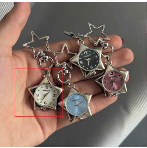 Fashionable Pentagram Watch And Shamrock Keychain