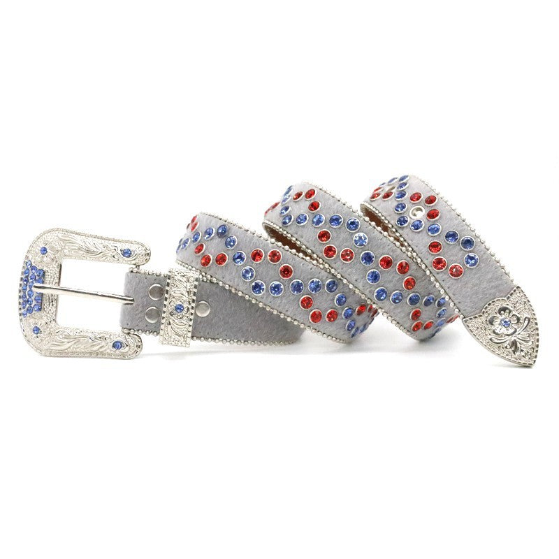 Fashionable Women's Studded Flower Buckle Belt