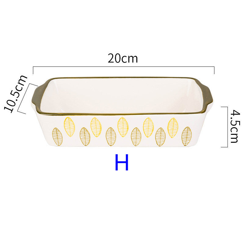 European Creative Binaural Baking Pan Ceramic Baking Oven Oval Baked Rice Pan