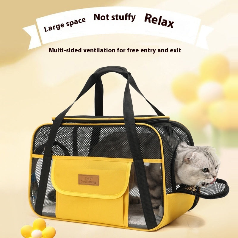Sac de transport respirant pour chien et chat en tissu Oxford, à bandoulière