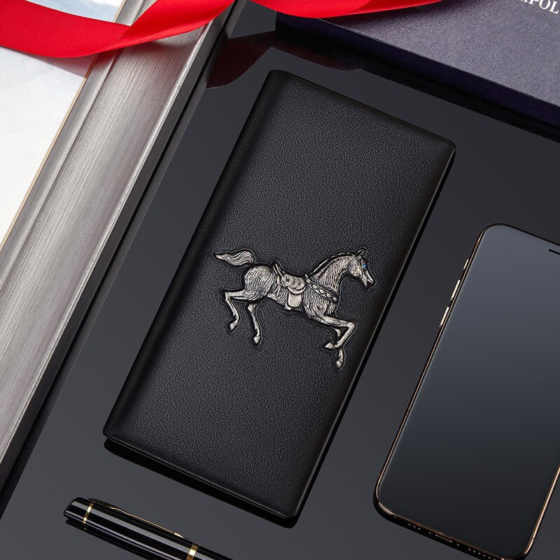 Men's Emperor Paul Long Leather Wallet Gift Box Packaging