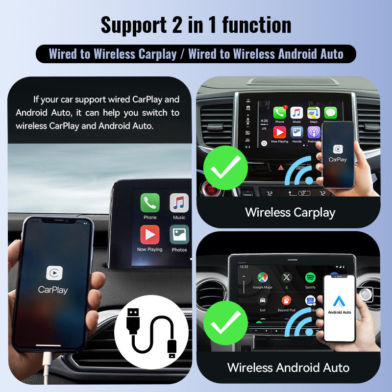 Mini interface USB sans fil 2-en-1 Carplay