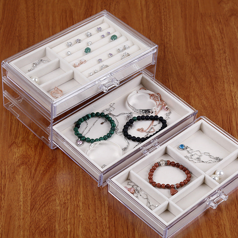 Acrylic Three-layer Drawer Jewelry Storage Display Box