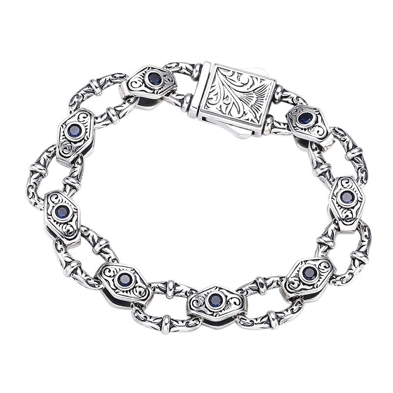 Bracelet en argent sterling 925 avec motif en relief pour homme