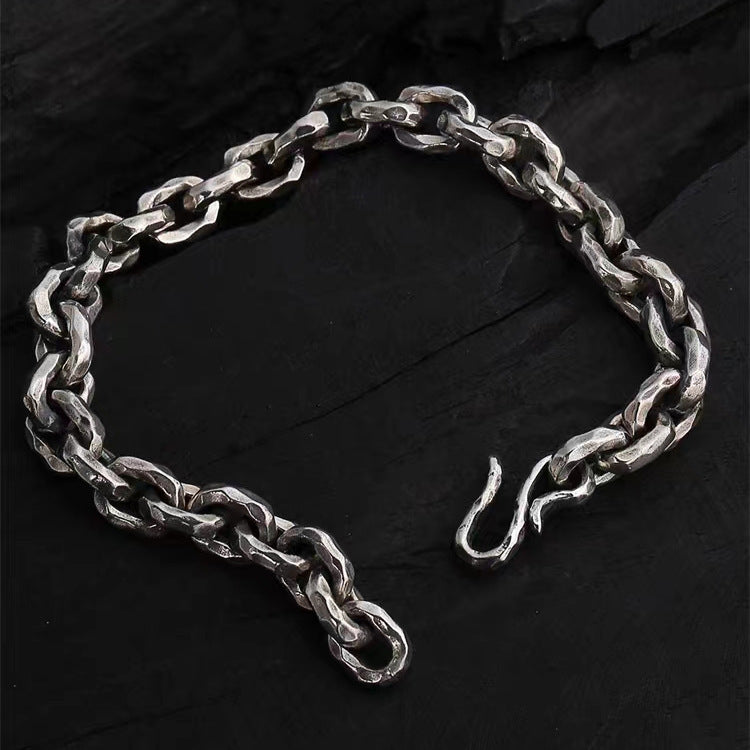 Hand Hammered Tone Bracelet Thai Silver Vintage Men